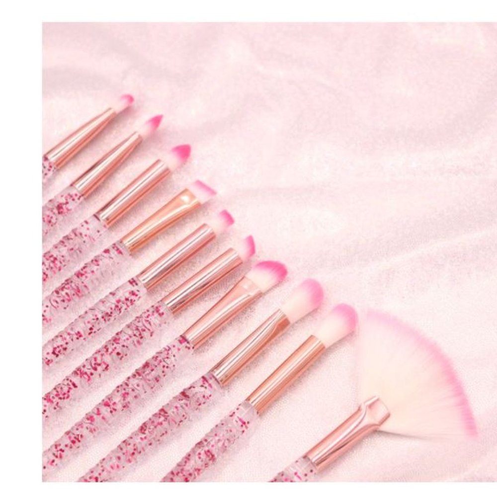 10 Piece Acrylic Mermaid Make Up Brush Set - Picture 5 of 9
